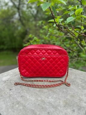Handbag, Vintage Koret Red Quilted Crossbody Bag